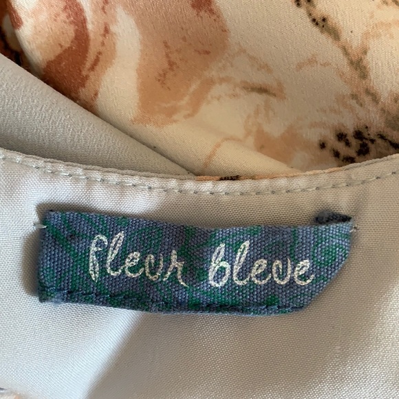 👗 Fleur Bleve Dress Blue Floral Sleeveless rouched mini Roomy Medium - Picture 6 of 10